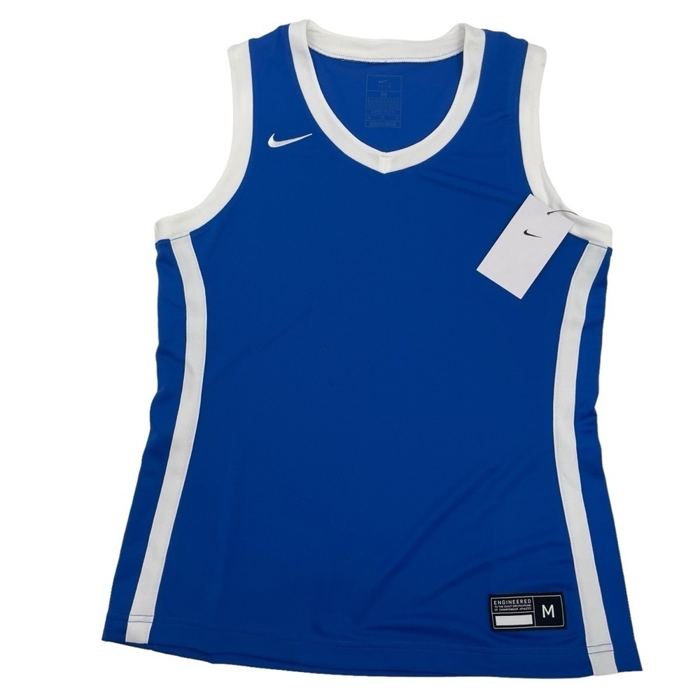 Nike Women's Size Medium White Blue  Elite Basketball Jersey AV2219-494 NWT